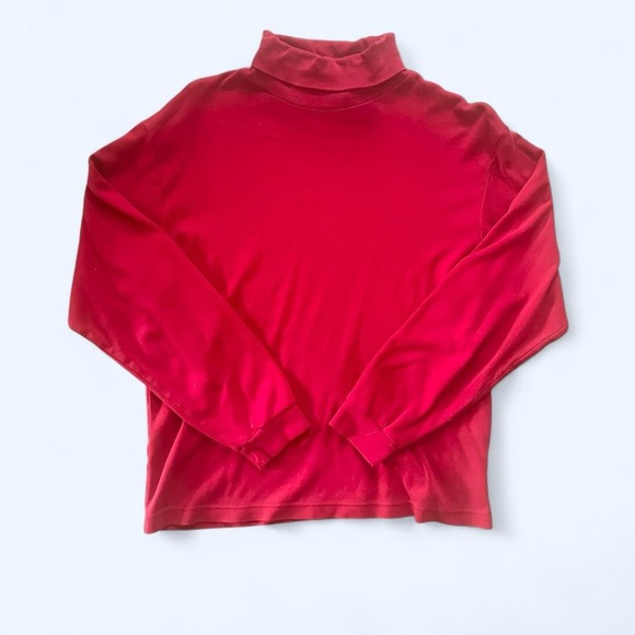 Vintage Eddie Bauer Red Women’s 100% Cotton Turtleneck Size Medium - Picture 1 of 6